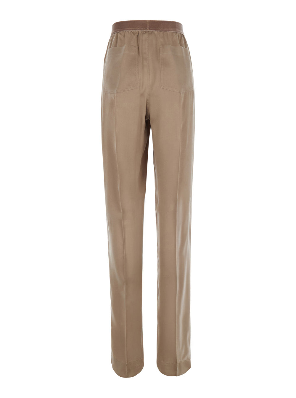 Tom Ford Women Beige Pants With Elasticated Waist With Logo Lettering In Silk For Women TOM FORD