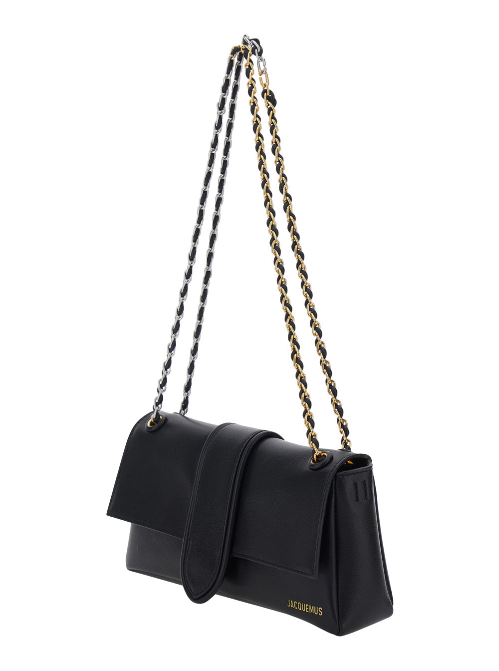Jacquemus Women Le Bambino Chaine Is A Crossbody Bag In Black Lamb Leather With Unisex Metallic Details JACQUEMUS