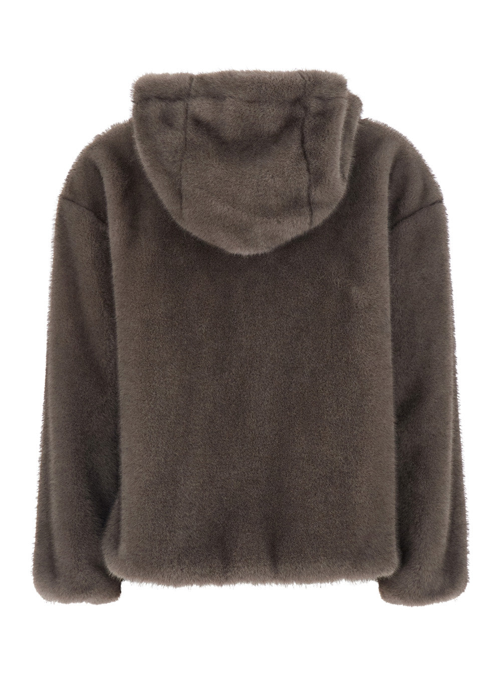 Herno Women Brown Hooded Jacket With Drawstring In Ecoleather For Women HERNO