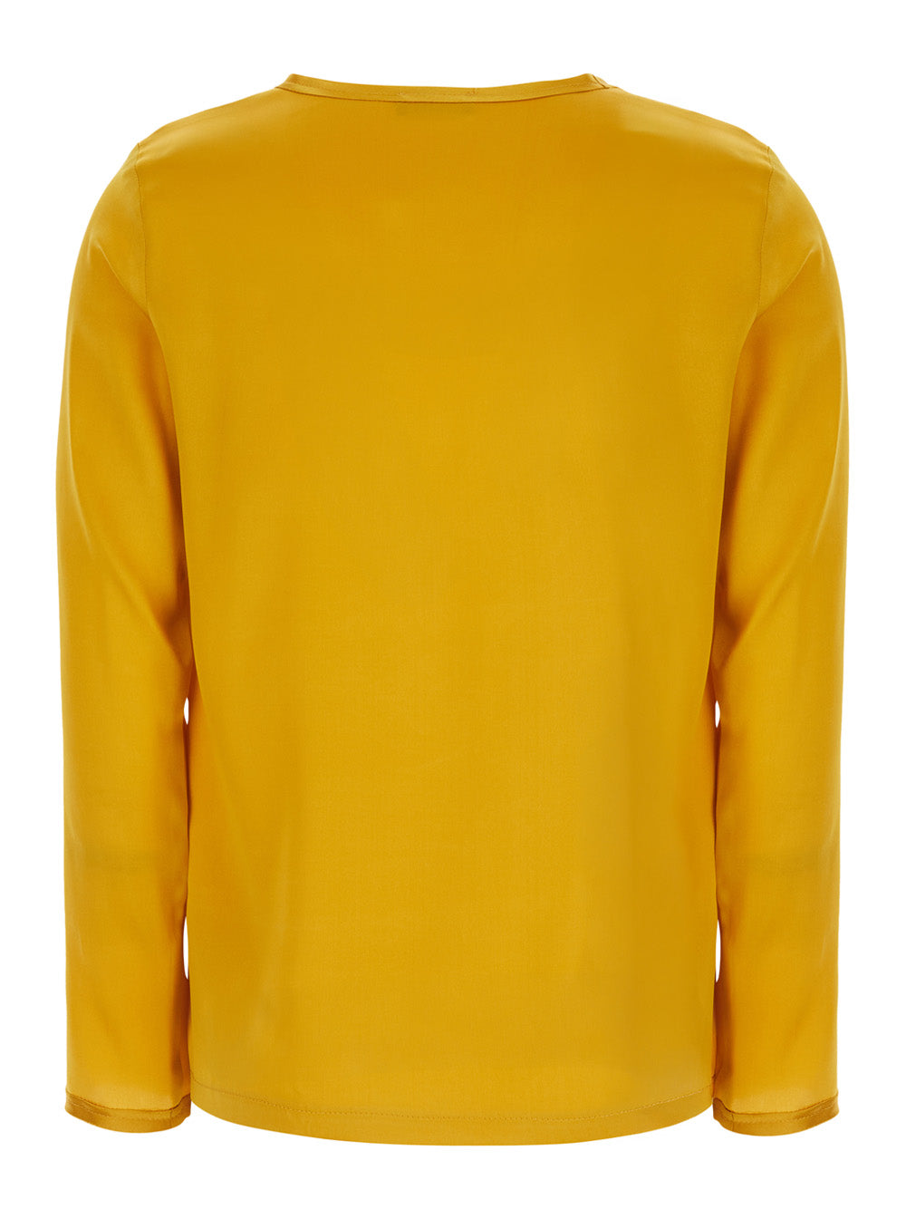 Leplain Women Yellow Crew Neck Top With Long Sleeves In Silk For Women LEPLAIN
