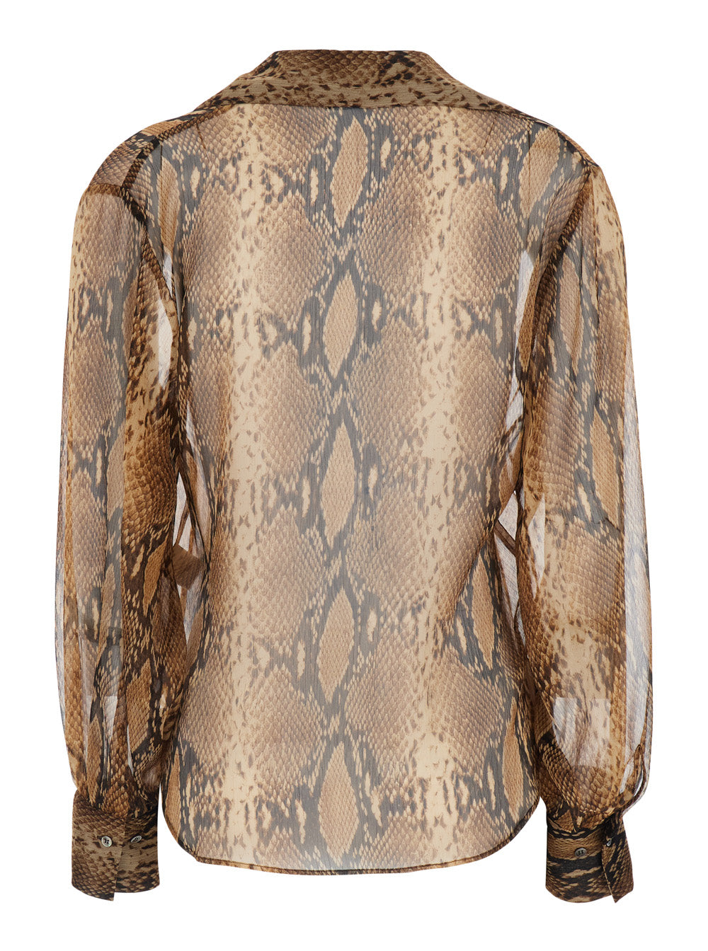 Leplain Women Brown Blouse With Wide Collar And V-Neck With All-Over Leopard Print In Fabric For Women LEPLAIN