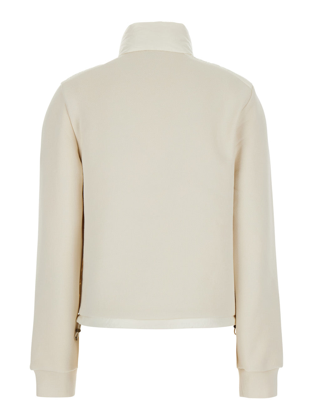 Moncler Women White High-Neck Cardigan With Logo Patch On The Sleeve And Padded And Quilted Design On The Front In Tech Fabric And Cotton For Women MONCLER