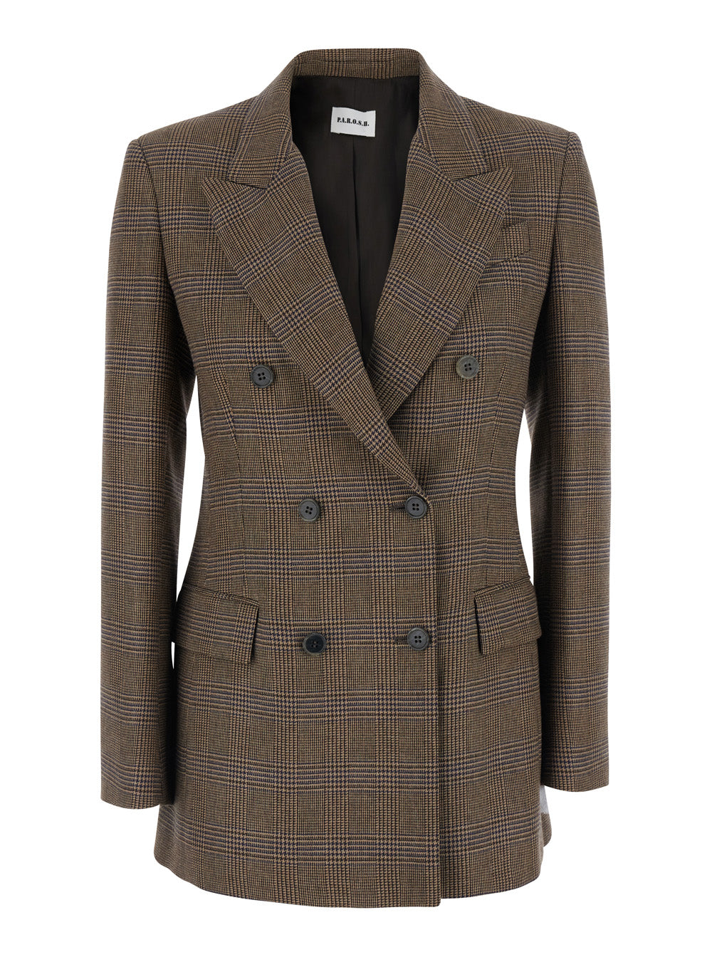 P.A.R.O.S.H. Women Brown Double-Breasted Viscose And Wool Blazer For Women P.A.R.O.S.H.