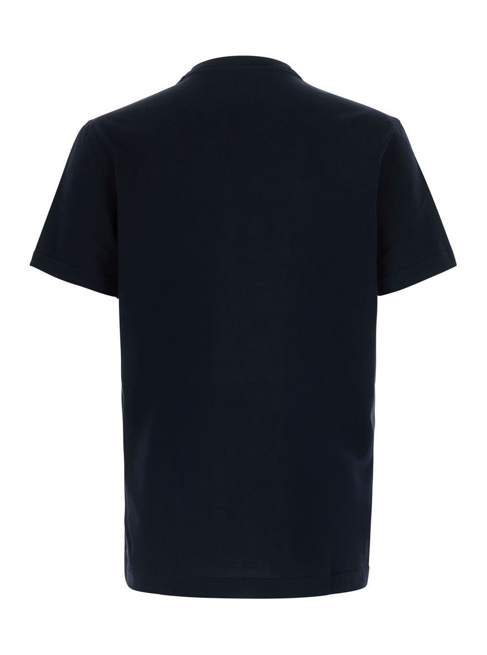 Dolce & Gabbana Men Blue Crew Neck T-Shirt With Logo Patch On The Neck In Cotton For Men DOLCE & GABBANA