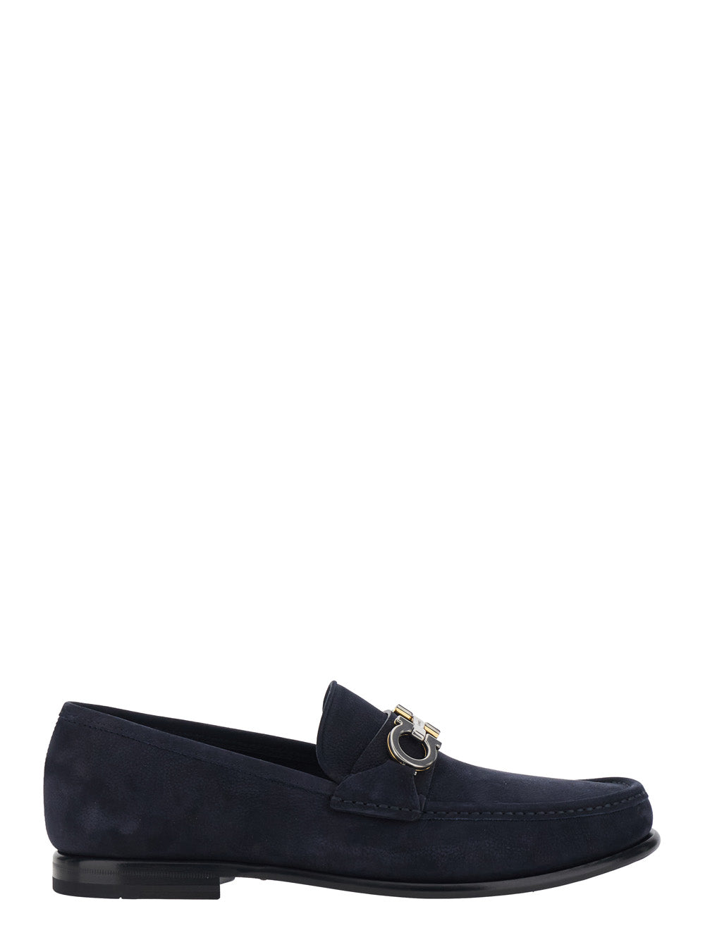 Ferragamo Men 'Avril' Blue Loafers With Gancini Plaque On The Front In Leather For Men FERRAGAMO