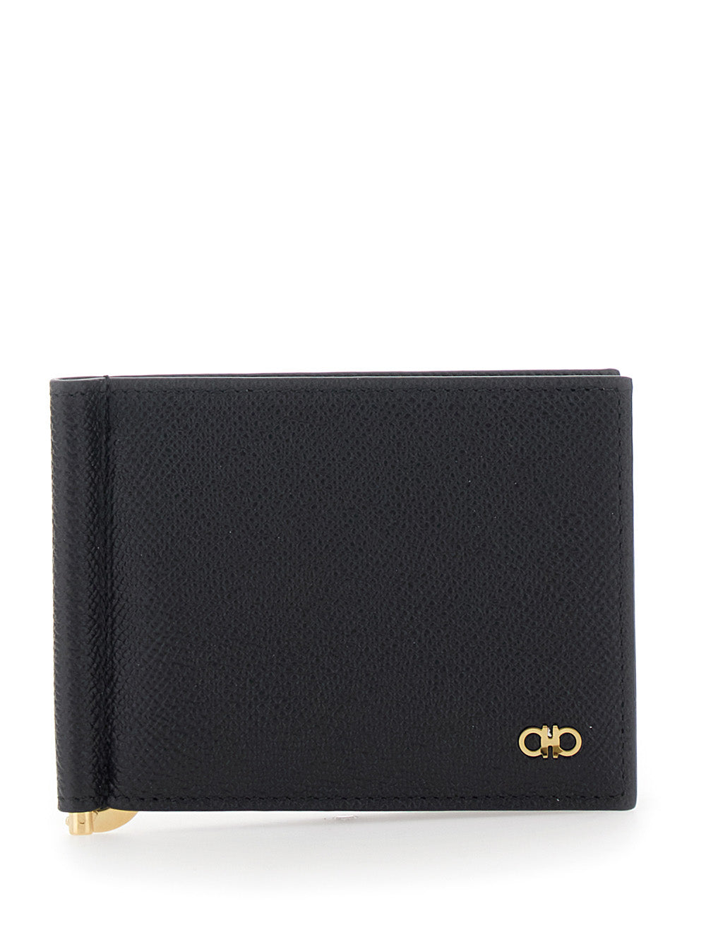 Ferragamo Men Micro Gancio Portafogli Con Money Clip Black Gold FERRAGAMO