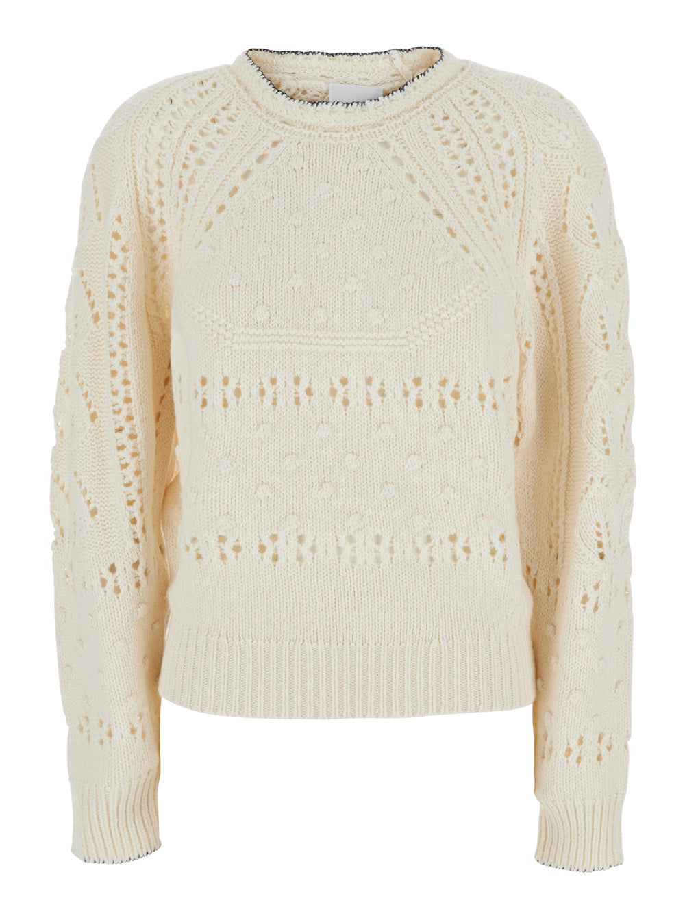 Isabel Marant Etoile Women 'Luce' White Crewneck With Perforated Design In Wool For Women ISABEL MARANT ETOILE