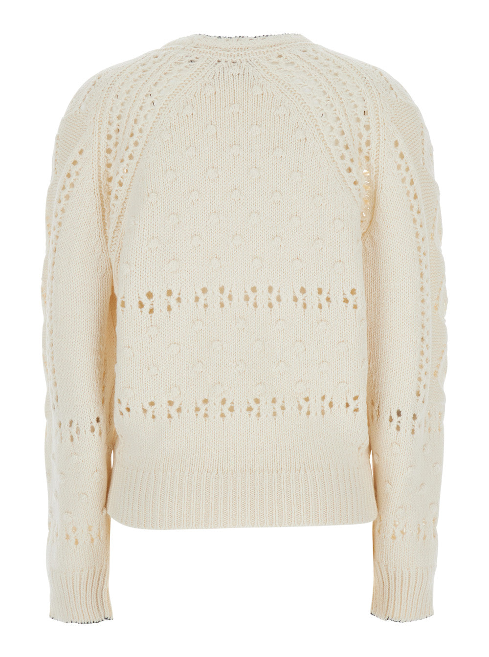 Isabel Marant Etoile Women 'Luce' White Crewneck With Perforated Design In Wool For Women ISABEL MARANT ETOILE