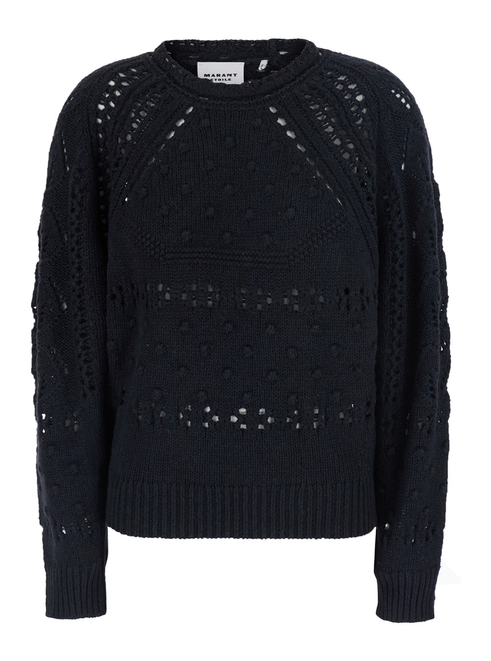 Isabel Marant Etoile Women 'Luce' Black Crew Neck Sweater With Perforated Design In Wool For Women ISABEL MARANT ETOILE