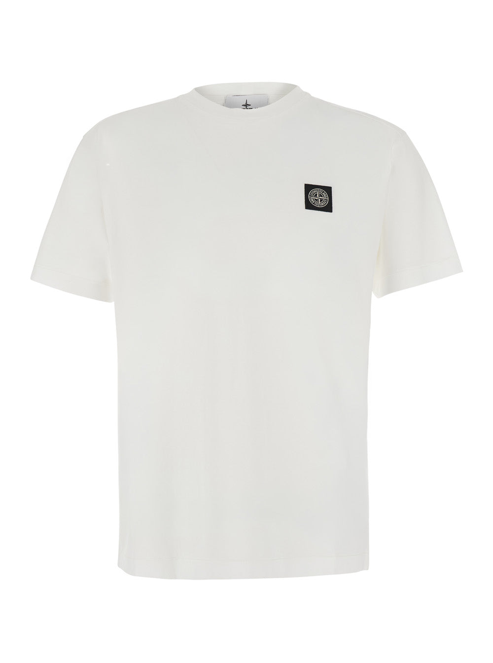 Stone Island Men White Crew Neck T-Shirt With Logo Patch On The Front In Cotton For Men STONE ISLAND