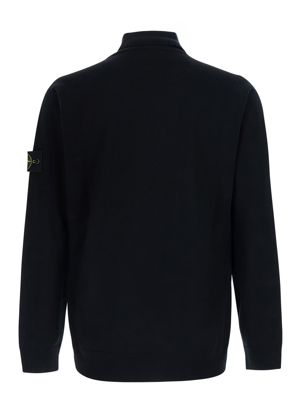 Stone Island Men Black Sweater With High Collar And Logo Patch On The Sleeve In Cotton Men STONE ISLAND