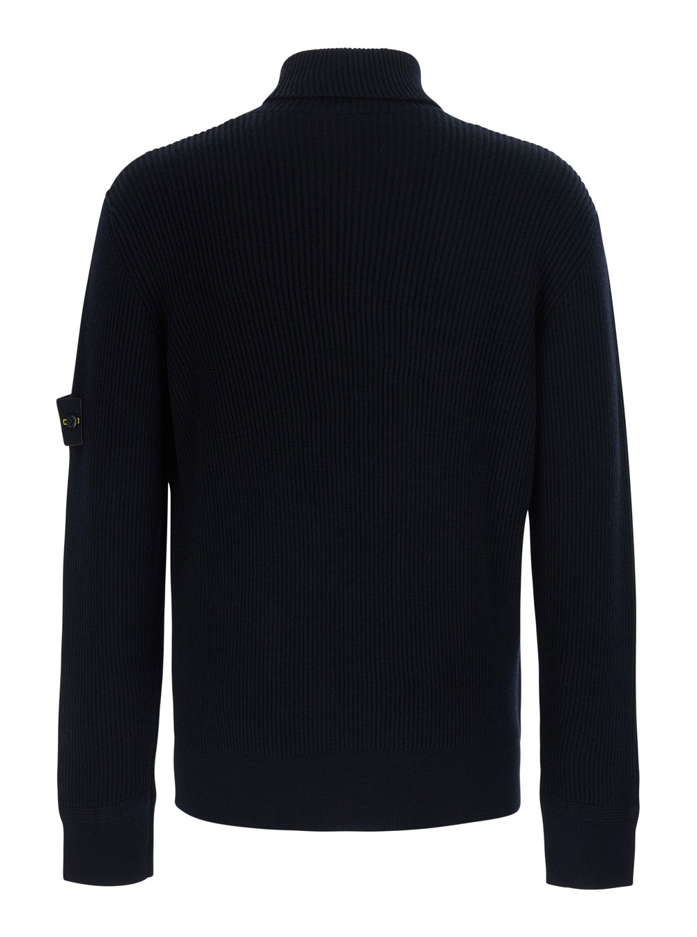 Stone Island Men Blue Sweater With High Collar And Logo Patch On The Sleeve In Men STONE ISLAND
