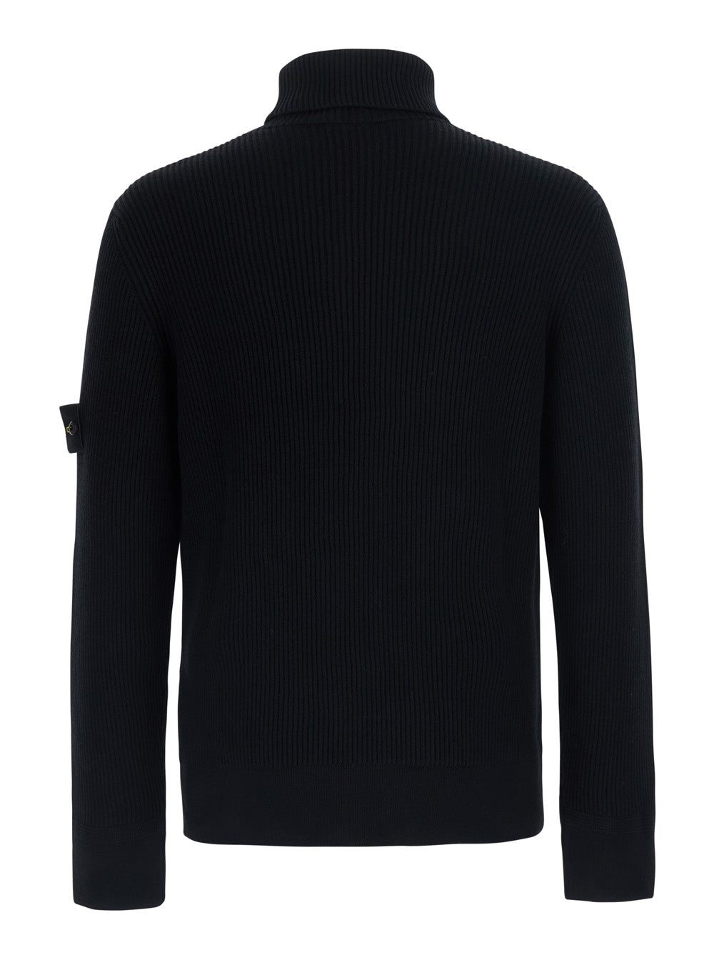 Stone Island Men Black Sweater With High Collar And Logo Patch On The Sleeve In Men STONE ISLAND