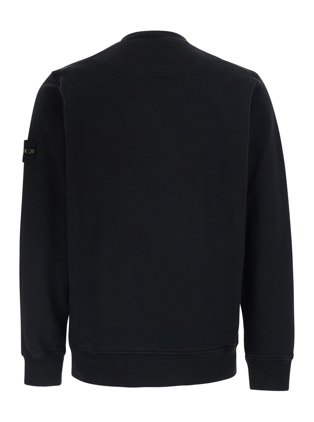 Stone Island Men Black Crewneck Sweatshirt With Logo Patch On The Sleeve In Cotton For Men STONE ISLAND