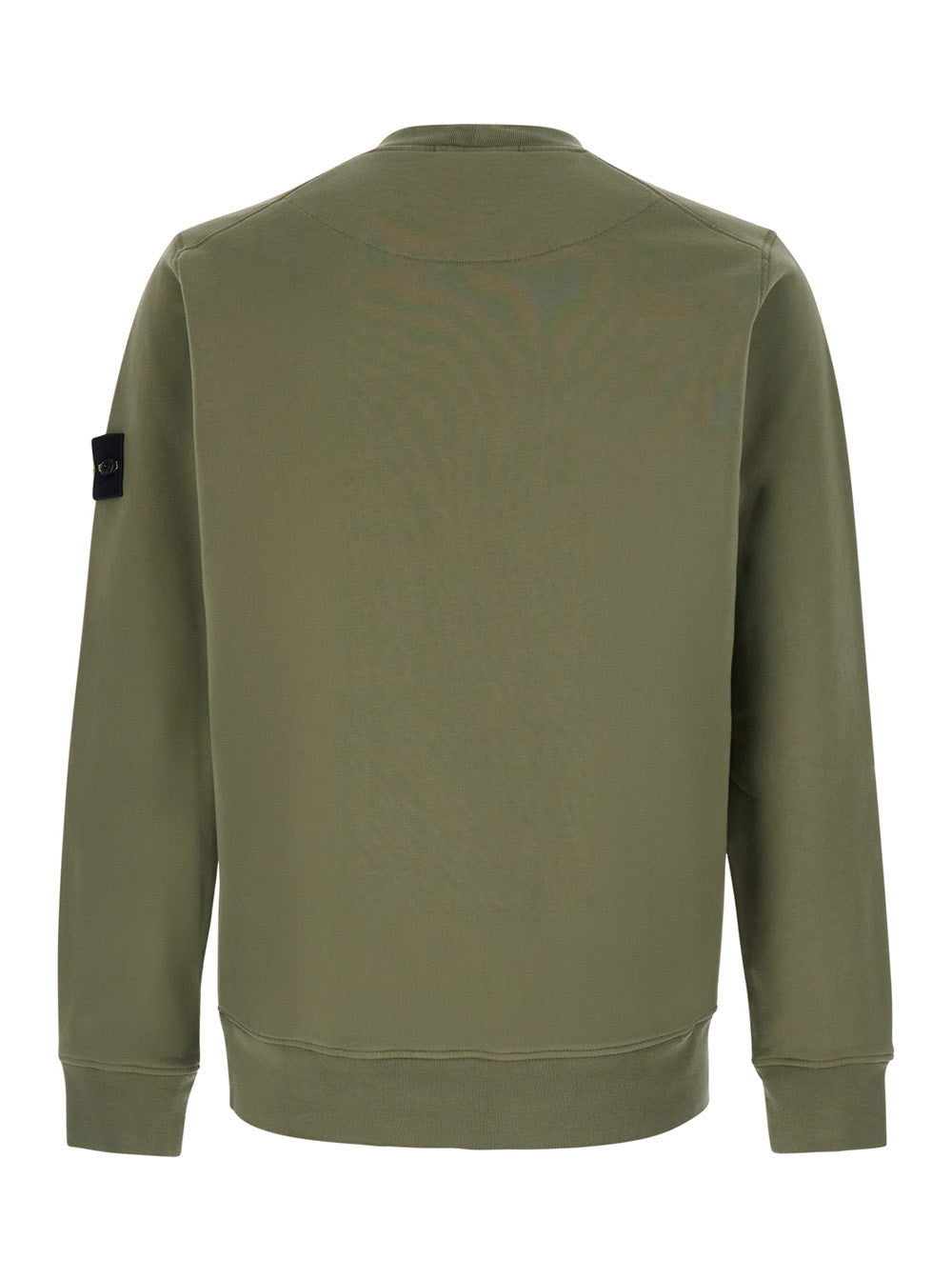 Stone Island Men Green Crewneck Sweatshirt With Logo Patch On The Sleeve In Cotton For Men STONE ISLAND