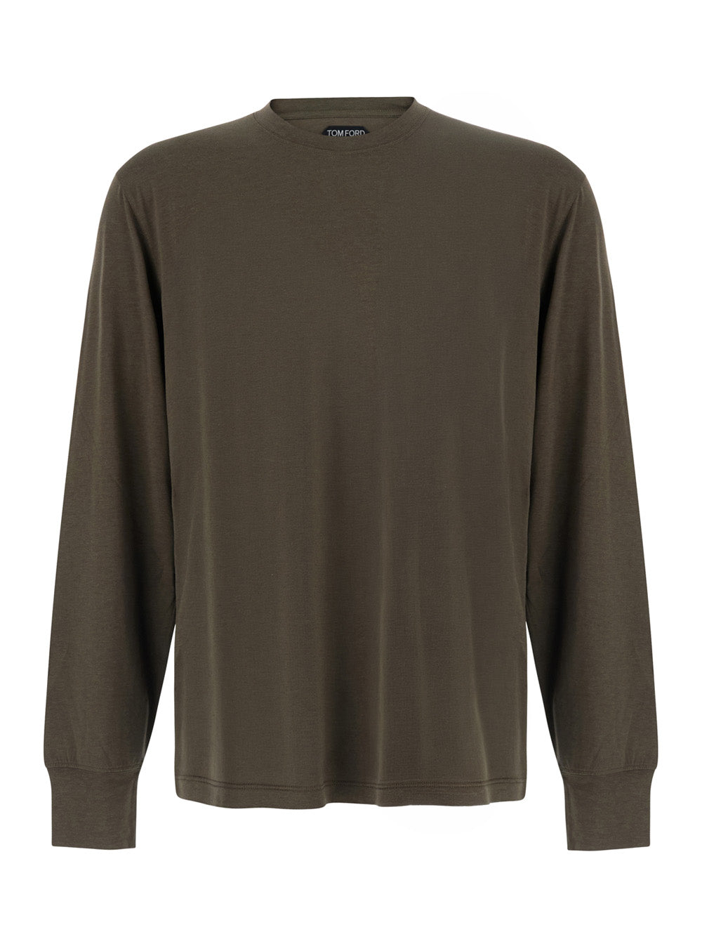 Tom Ford Men Brown Long Sleeve T-Shirt With Logo On The Front In Blend Cotton Men TOM FORD