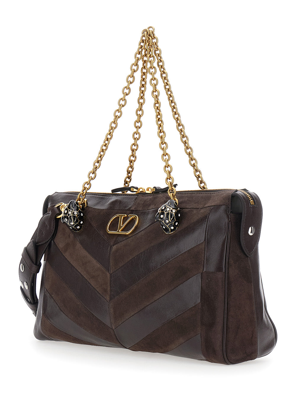 Valentino Garavani Women Medium Shoulder Bag | Panthea | Patchwork Suede A.-Nap.Waxy/Fel.Head-A.G VALENTINO GARAVANI