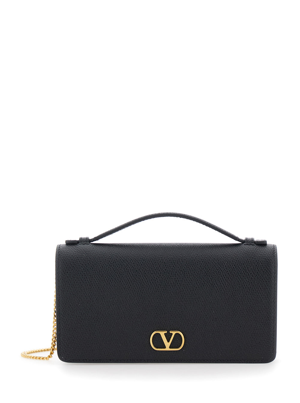 Valentino Garavani Women Wallet W/Strap | Vlogo Signature | Vit. Soft Grain/A.Brass Logo VALENTINO GARAVANI