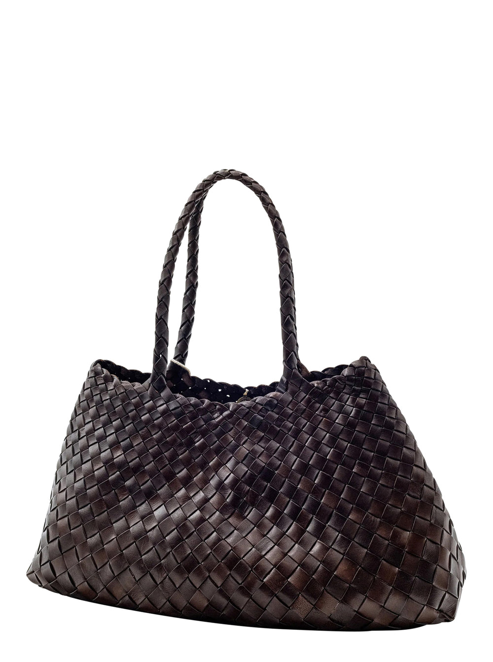 Dragon Diffusion Women Shoulder Bag 'Santa Croce' With Logo Charm Detail And Leather Intreccio Design Brown Woman DRAGON DIFFUSION