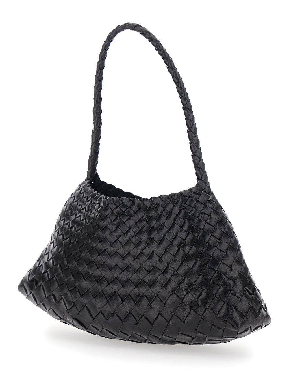 Dragon Diffusion Women Shoulder Bag 'Rosanna' Mini With Woven Design And Black Leather Top Handle Woman DRAGON DIFFUSION