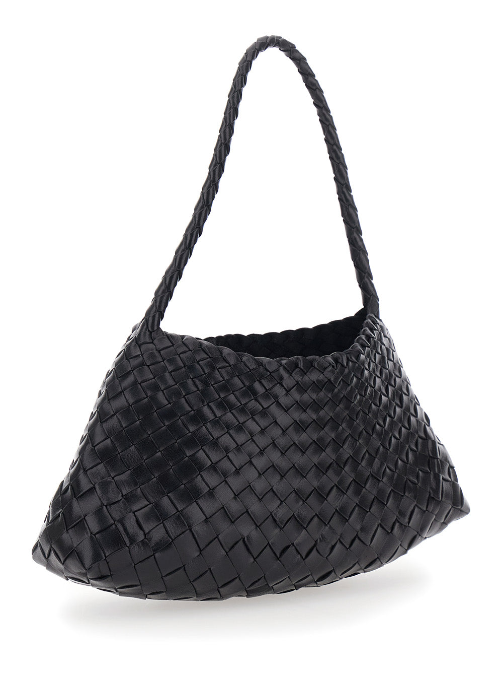 Dragon Diffusion Women Shoulder Bag 'Rosanna' Mini With Woven Design And Black Leather Top Handle Woman DRAGON DIFFUSION