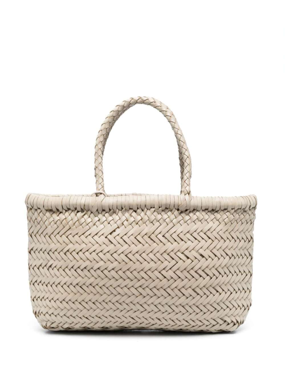 Dragon Diffusion Women Mini Flat Gora Basket With Handles And In Ecoleather White Unisex DRAGON DIFFUSION