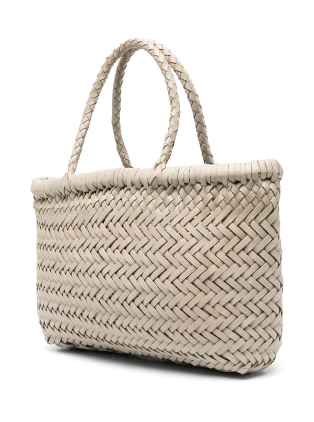 Dragon Diffusion Women Mini Flat Gora Basket With Handles And In Ecoleather White Unisex DRAGON DIFFUSION