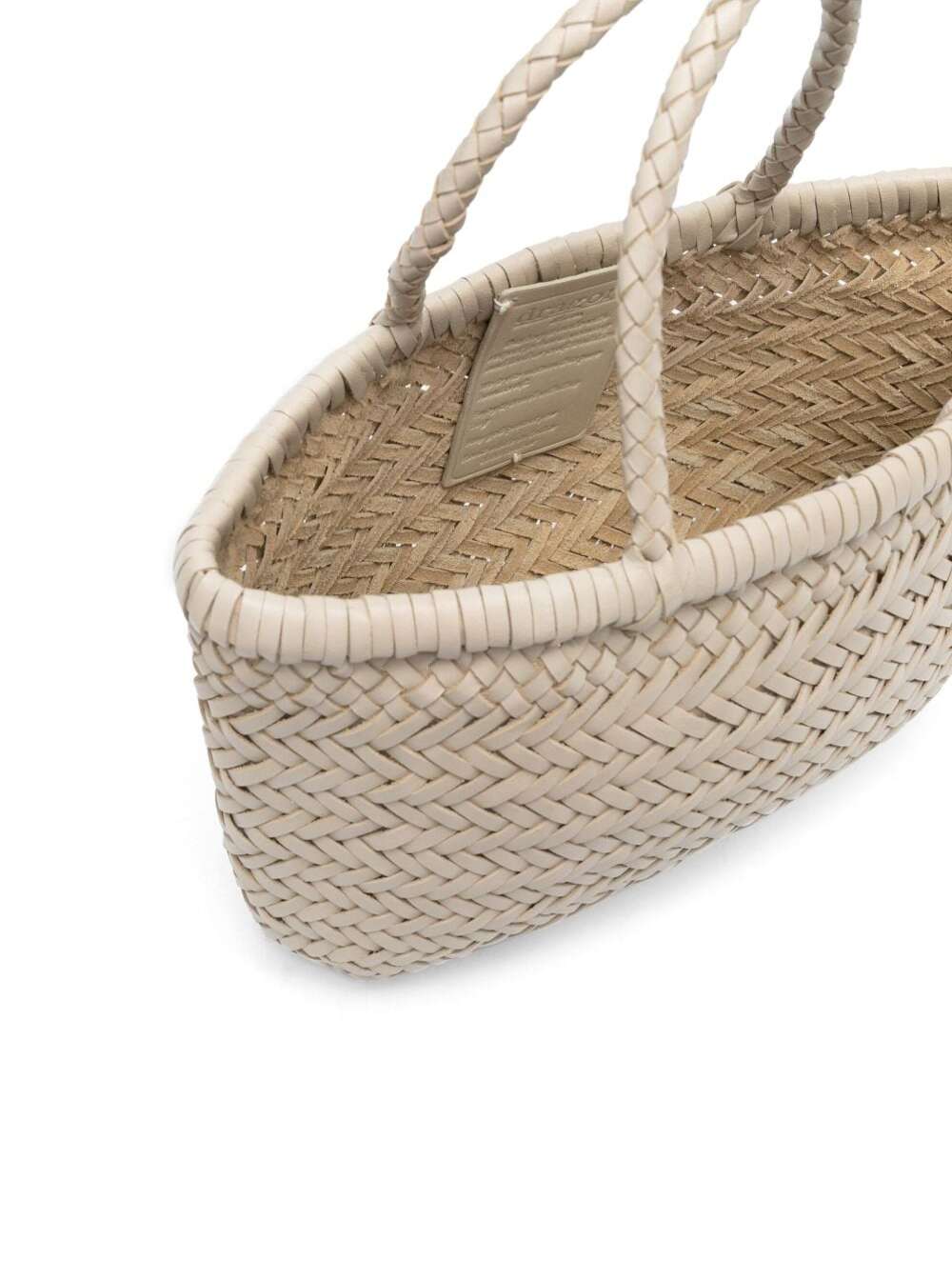 Dragon Diffusion Women Mini Flat Gora Basket With Handles And In Ecoleather White Unisex DRAGON DIFFUSION