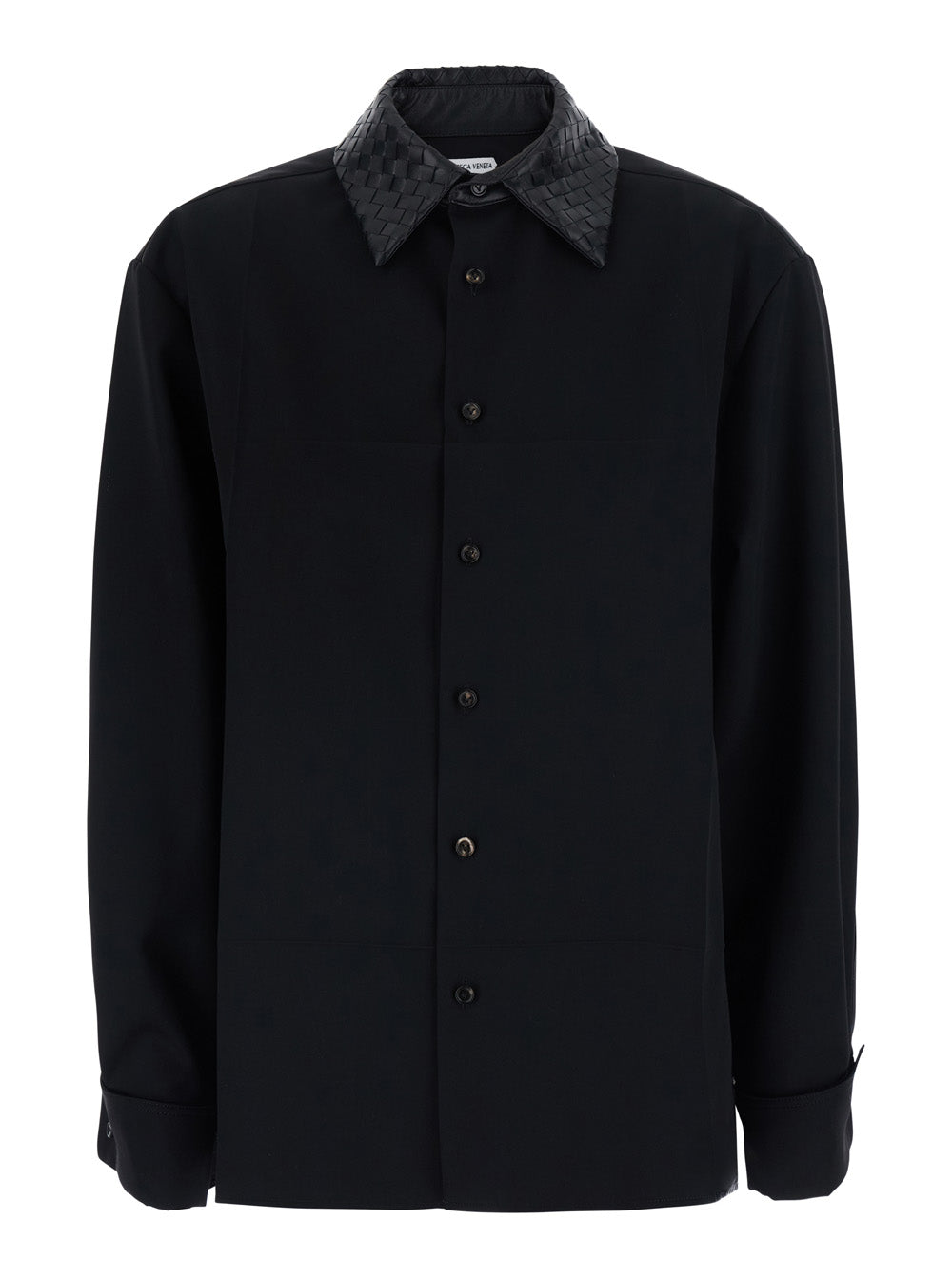 Bottega Veneta Women Black Shirt With Intreccio Collar In Wool Women BOTTEGA VENETA