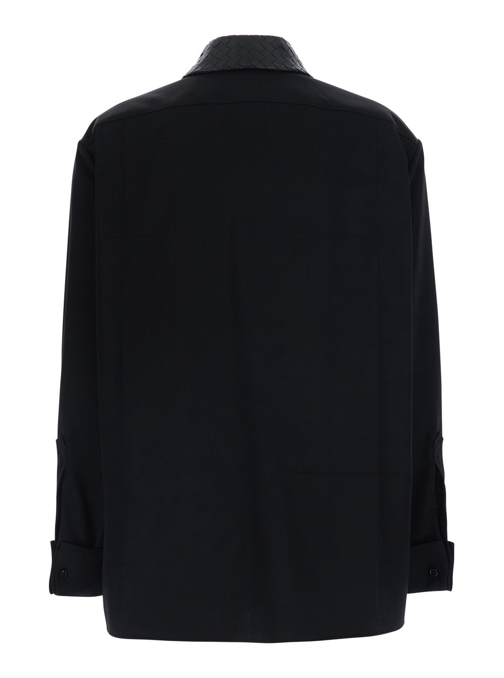 Bottega Veneta Women Black Shirt With Intreccio Collar In Wool Women BOTTEGA VENETA
