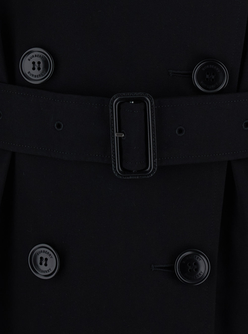 Burberry Women 'Kensington' Black Short Double-Breasted Trench Coat With Waist Belt In Cotton For Women BURBERRY