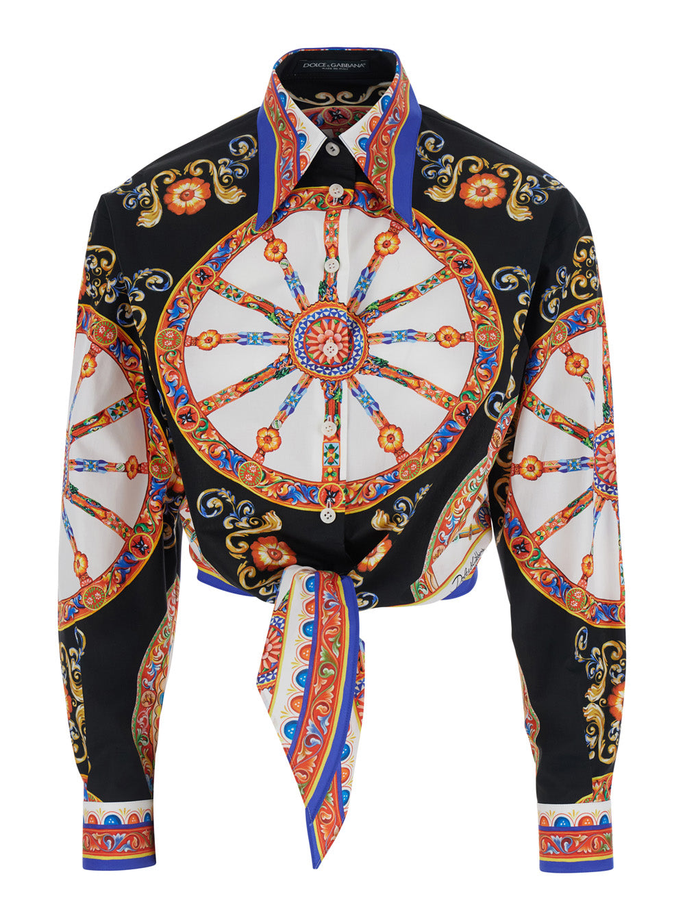 Dolce & Gabbana Women Multicolor Shirt With Carretto All-Over Print In Cotton Poplin For Women DOLCE & GABBANA