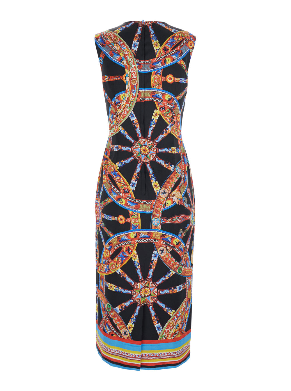 Dolce & Gabbana Women Multicolor Sleeveless Dress With All-Over Carretto Print In Satin For Women DOLCE & GABBANA