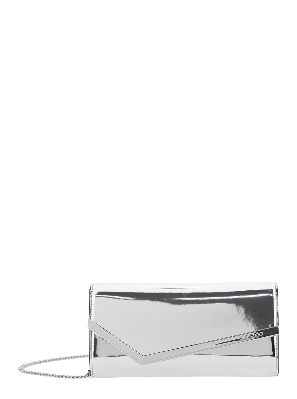 Jimmy Choo Women Clutch 'Emmie' With Logo Lettering On The Front And Chain Strap In Blend Leather And Tech Fabric For Women JIMMY CHOO