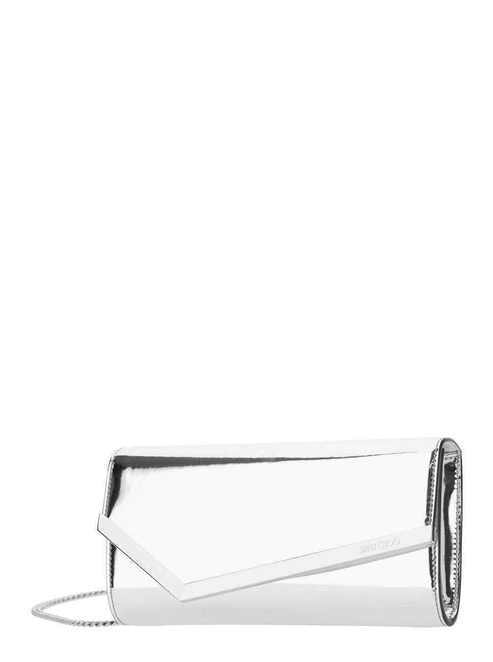 Jimmy Choo Women Clutch 'Emmie' With Logo Lettering On The Front And Chain Strap In Blend Leather And Tech Fabric For Women JIMMY CHOO