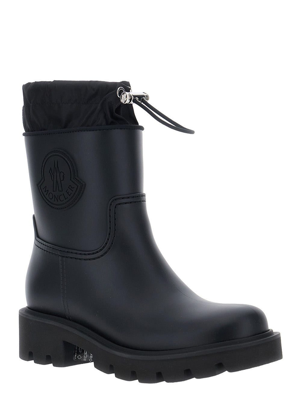 Moncler Women 'Kickstream' Black Boots With Low Block Heel And Tonal Logo Patch On The Side In Tech Fabric Woman MONCLER