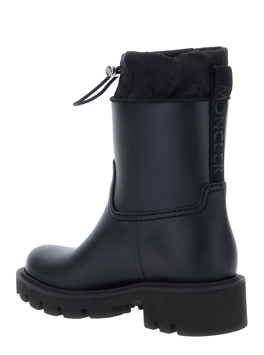 Moncler Women 'Kickstream' Black Boots With Low Block Heel And Tonal Logo Patch On The Side In Tech Fabric Woman MONCLER