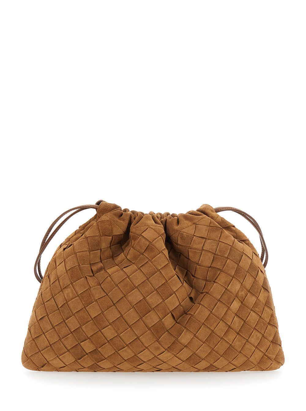 Bottega Veneta Women Brown Shoulder Bag With Drawstring Closure And Intrecciato Motif In Suede For Women BOTTEGA VENETA