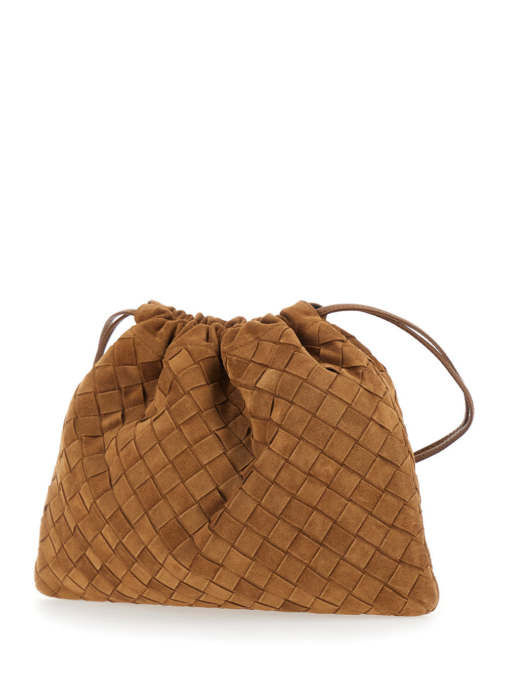 Bottega Veneta Women Brown Shoulder Bag With Drawstring Closure And Intrecciato Motif In Suede For Women BOTTEGA VENETA
