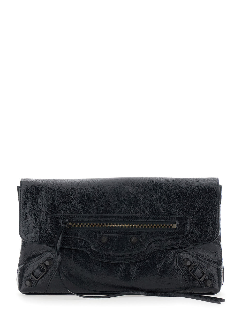 Balenciaga Women 'Le City' Black Small Clutch With Zip Pocket On The Front In Leather For Women BALENCIAGA