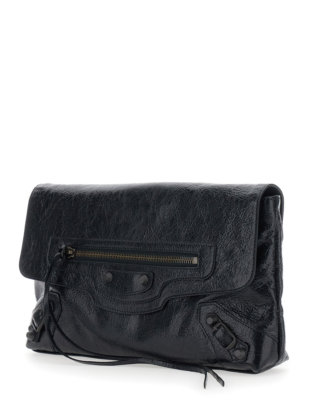 Balenciaga Women 'Le City' Black Small Clutch With Zip Pocket On The Front In Leather For Women BALENCIAGA