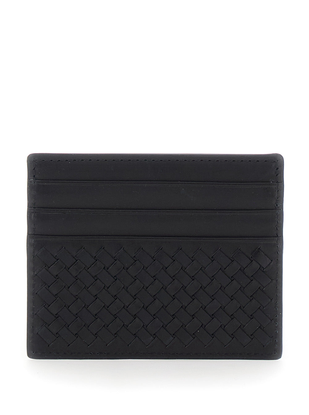 Dragon Diffusion Women Black Card Holder With Woven Design In Leather For Women DRAGON DIFFUSION