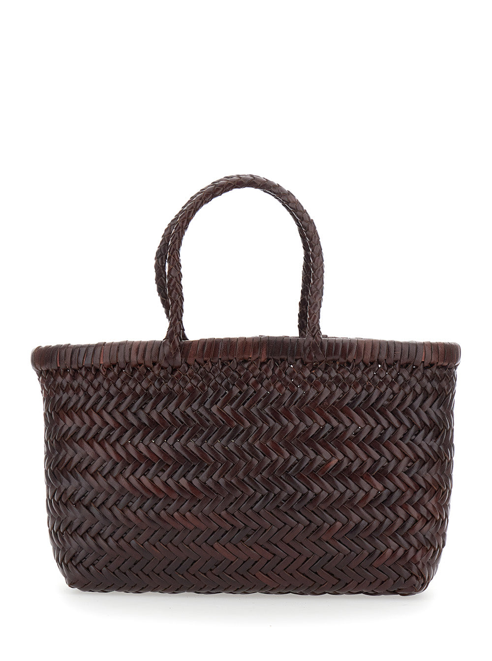 Dragon Diffusion Women 'Gora' Brown Handbag With Woven Motif In Leather For Women DRAGON DIFFUSION