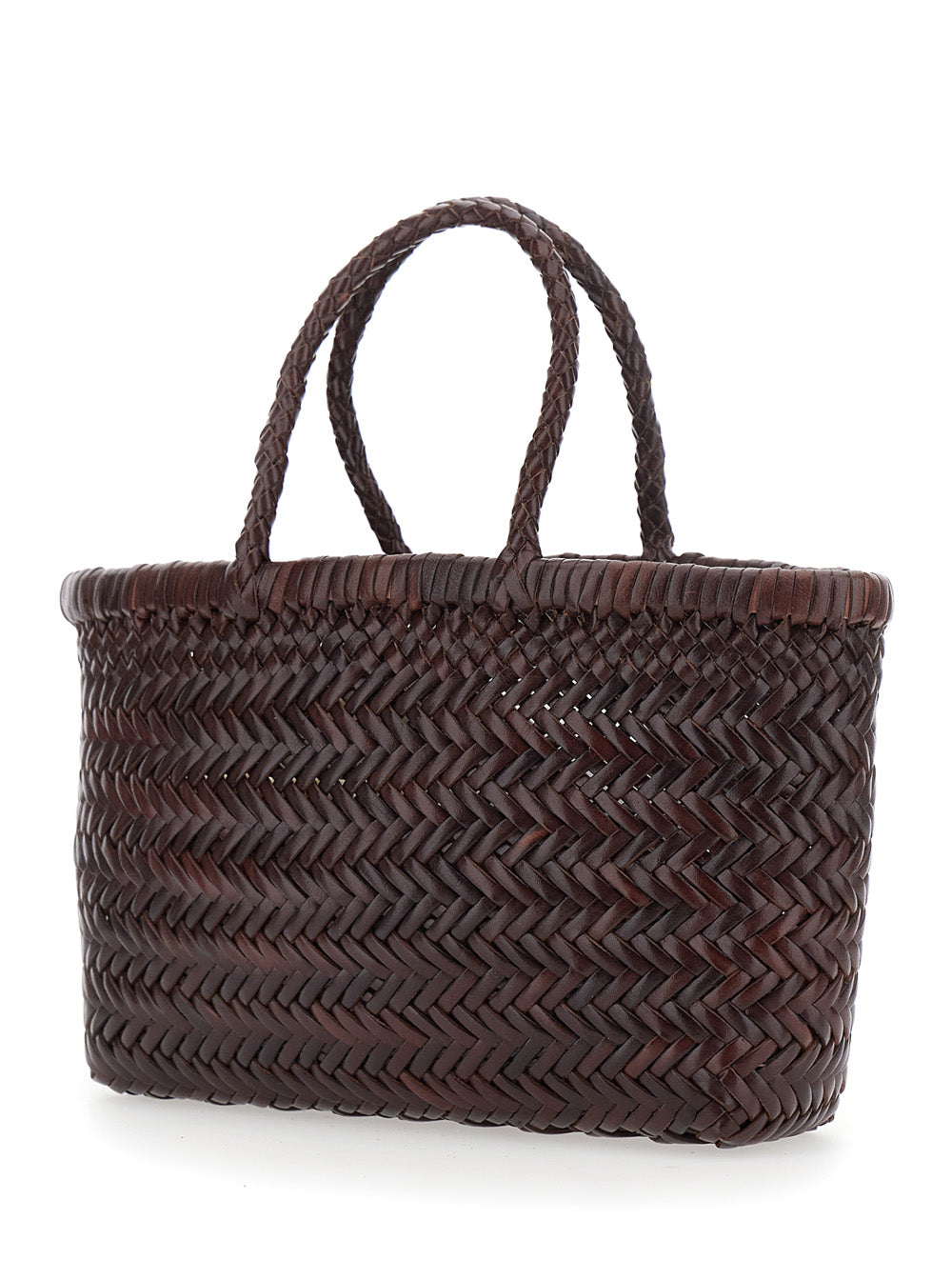 Dragon Diffusion Women 'Gora' Brown Handbag With Woven Motif In Leather For Women DRAGON DIFFUSION