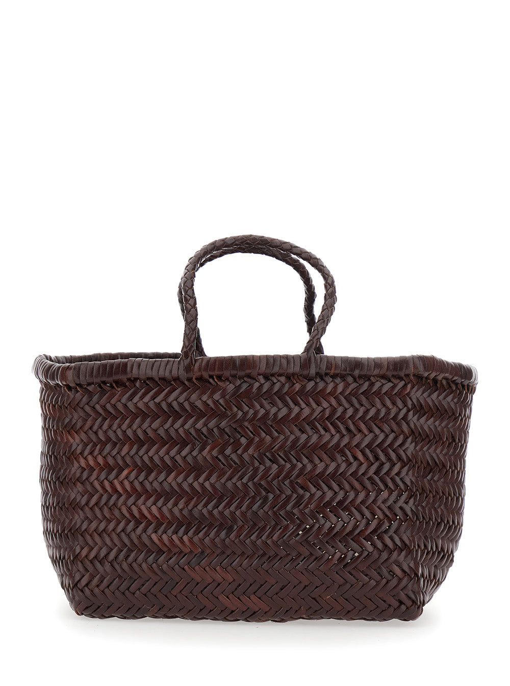 Dragon Diffusion Women 'Triple Jump' Brown Small Handbag With Woven Motif In Leather For Women DRAGON DIFFUSION