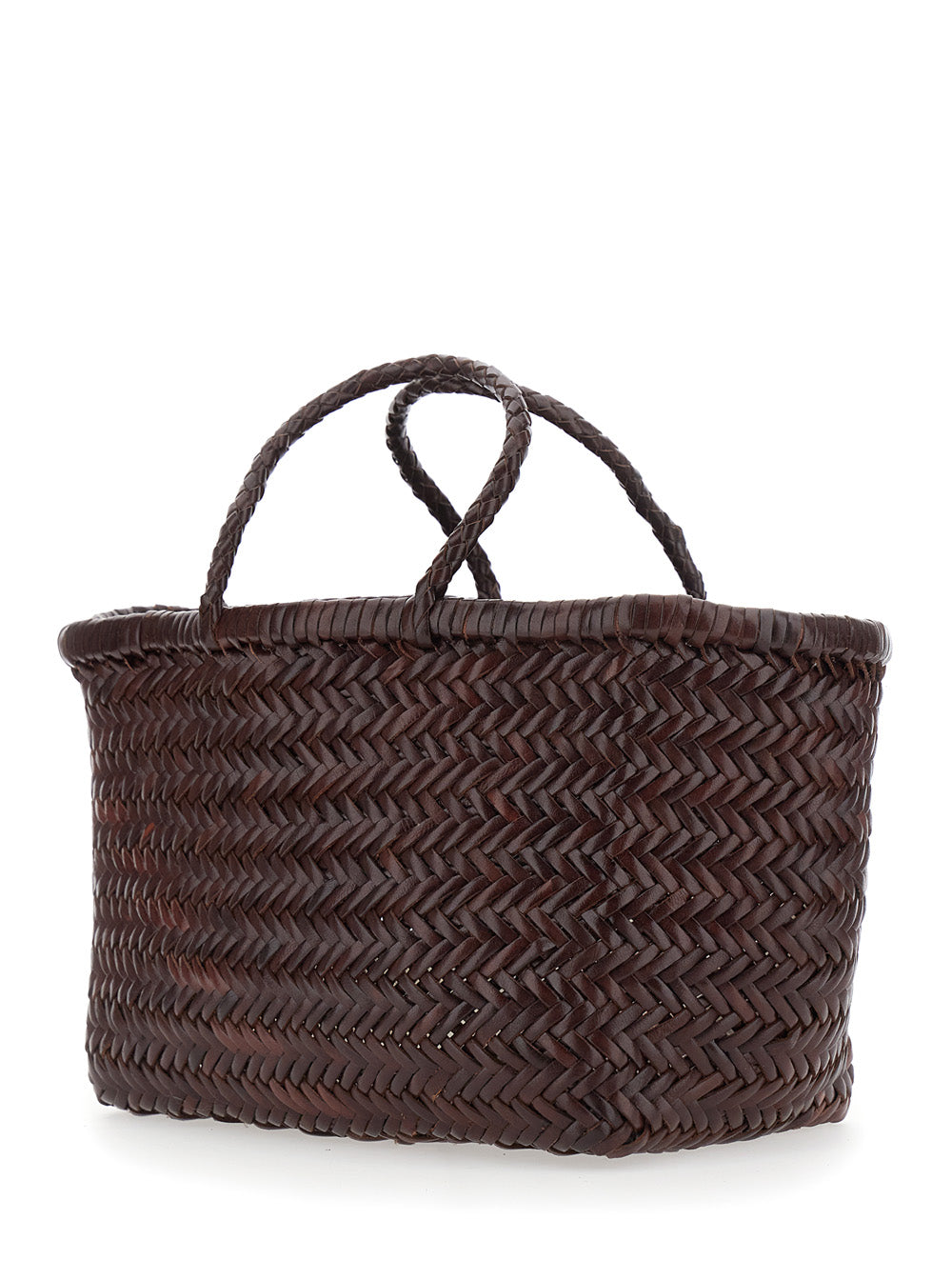 Dragon Diffusion Women 'Triple Jump' Brown Small Handbag With Woven Motif In Leather For Women DRAGON DIFFUSION