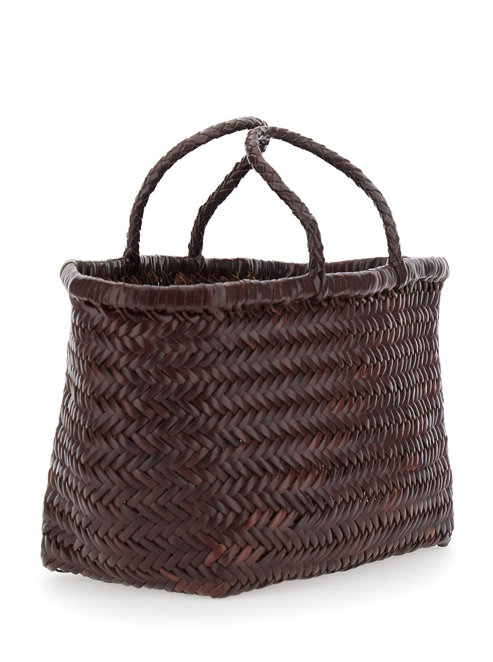 Dragon Diffusion Women 'Triple Jump' Brown Small Handbag With Woven Motif In Leather For Women DRAGON DIFFUSION