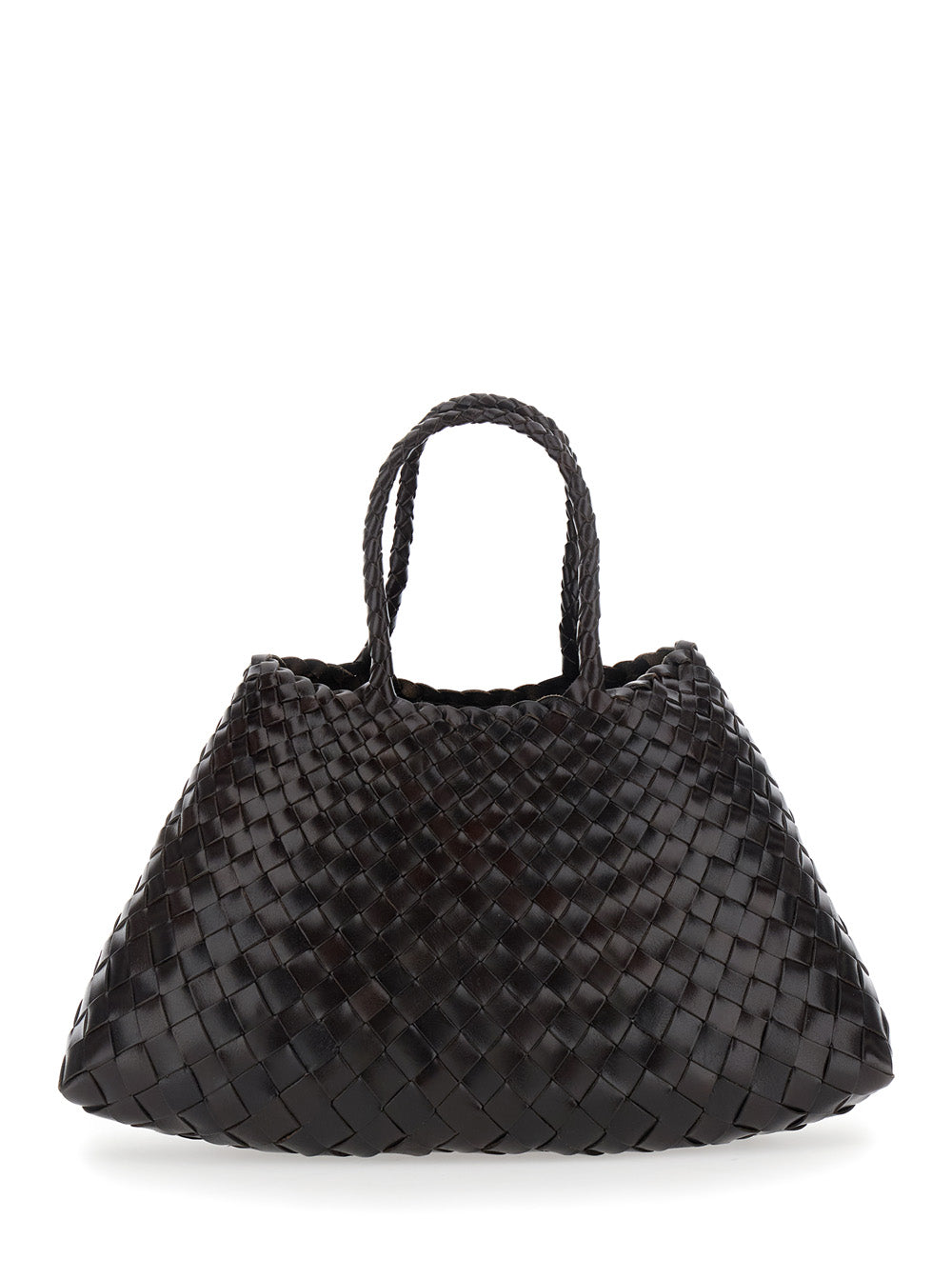 Dragon Diffusion Women 'Santa Croce' Brown Small Handbag With Woven Design In Leather For Women DRAGON DIFFUSION