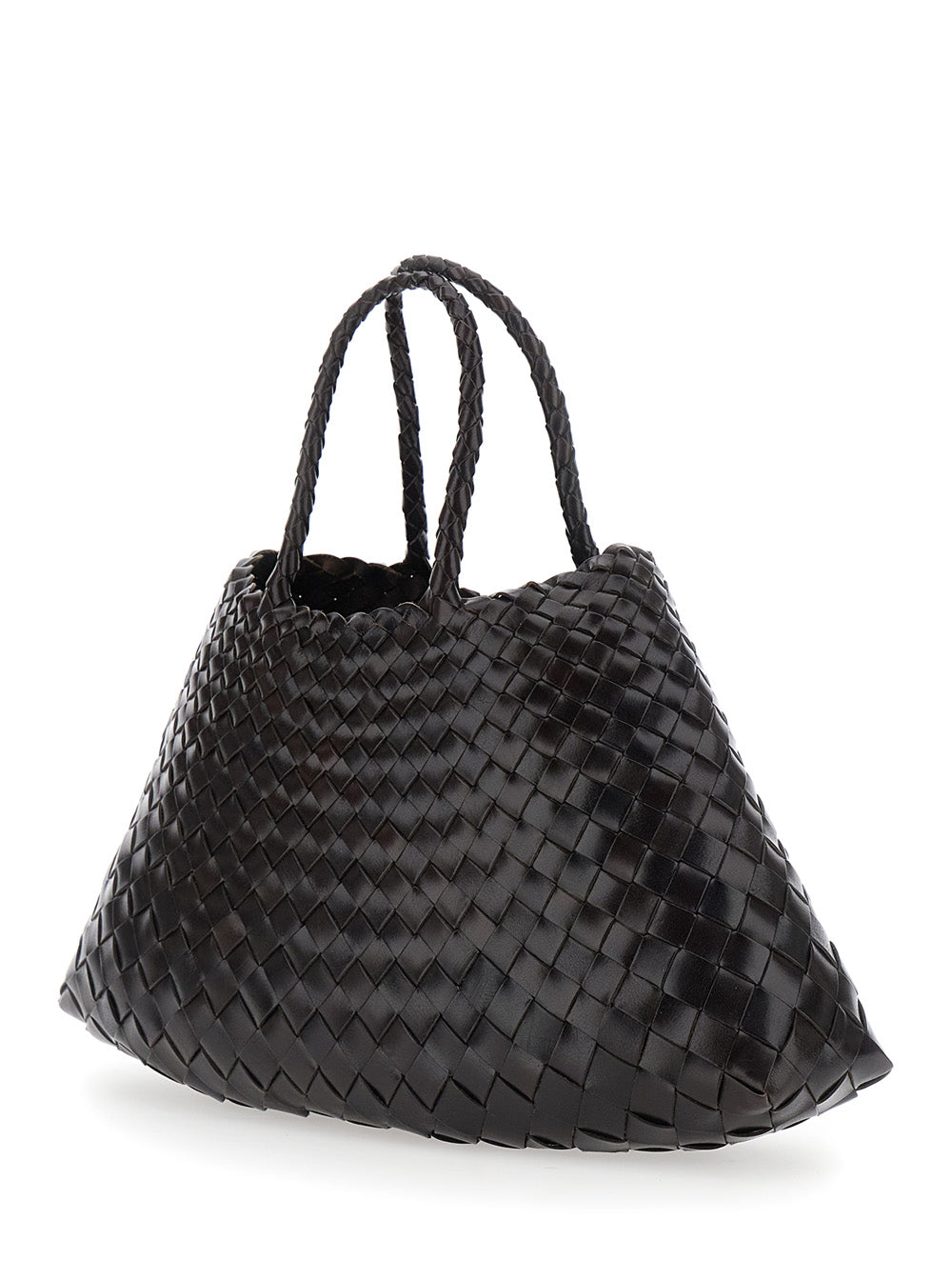 Dragon Diffusion Women 'Santa Croce' Brown Small Handbag With Woven Design In Leather For Women DRAGON DIFFUSION