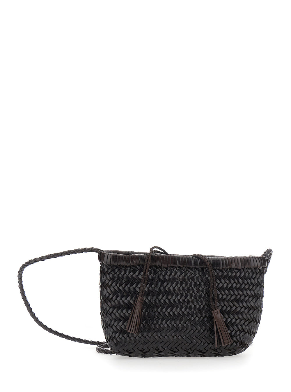 Dragon Diffusion Women 'Minsu' Brown Crossbody Bag With Strap And Woven Motif In Leather For Women DRAGON DIFFUSION
